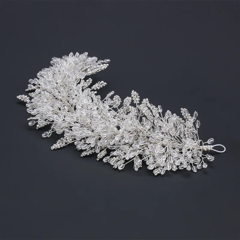 SLBRIDAL Handgefertigte Braut-Tiara mit Mehrfach-Kristallen, Strass und Perlen, Hochzeits-Kopfschmuck, Haaraccessoires für Frauen und Mädchen – Detail 17