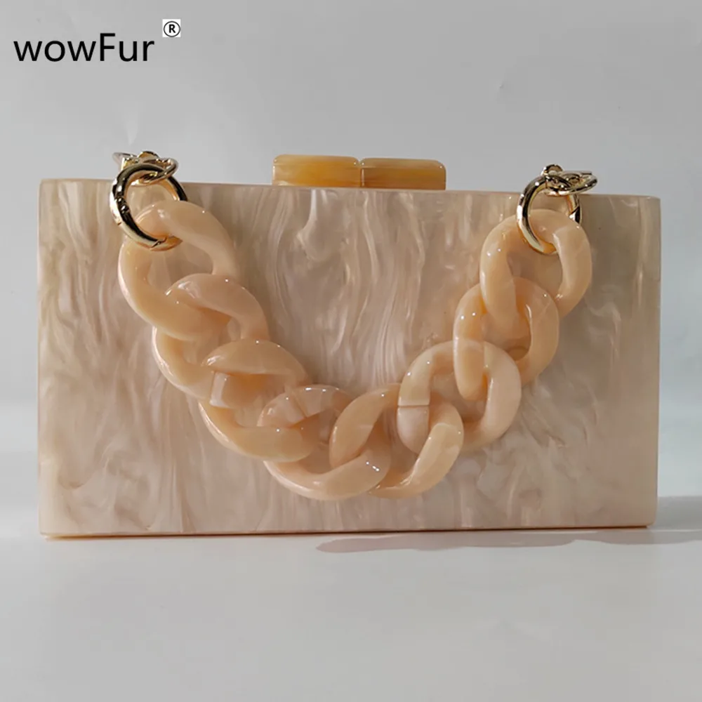 

18X10 Cm Small Mini Acrylic Clutch Box Purse Evening Shoulder Female Women Flap Gold Chain Bags Lady Party Beach Summer Handbag