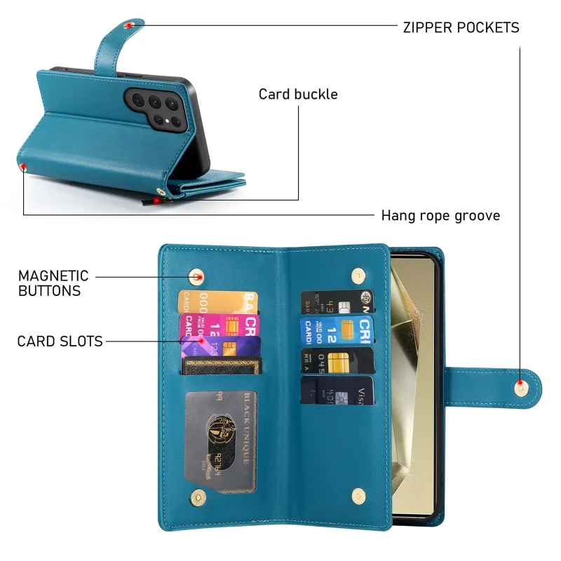 Crossbody Wrist Strap Phone Case with Zipper Wallet and Card Holder Cover