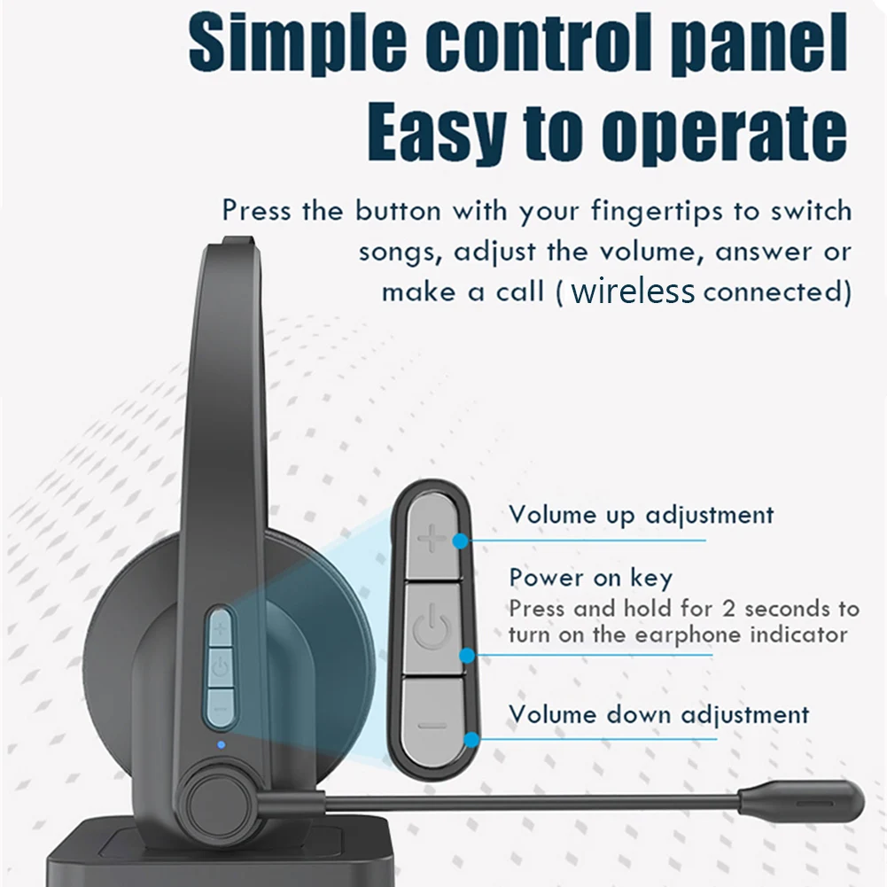 OY631 무선 컴퓨터 고객 서비스, 마이크 포함 블루투스 호환 헤드셋