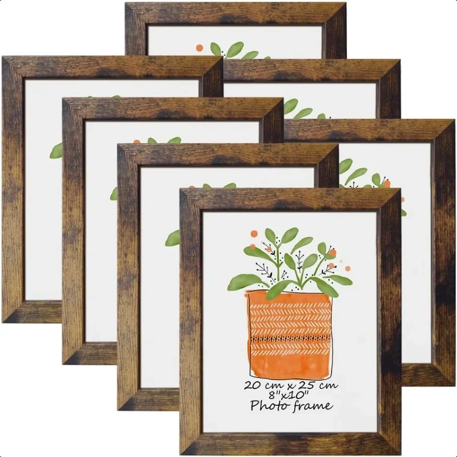 Rustic Brown 8x10 Picture Frame Set of Seven