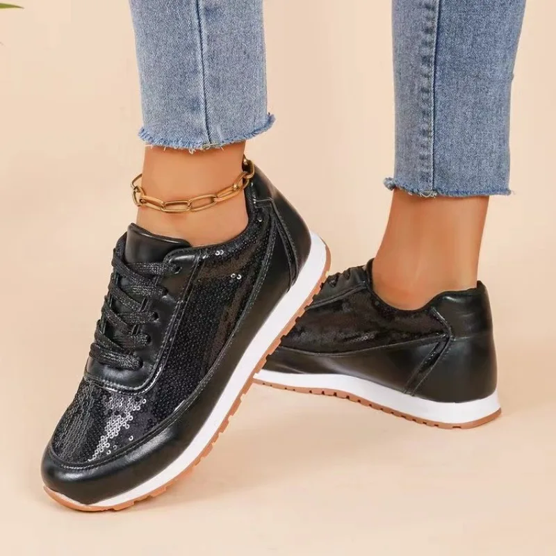 Plus Size 42 Women Running Sport Shoes Black Silver Girls Athletic Walking Sneakers Comfortable Female Jogging Shoes 5
