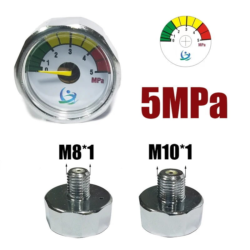 Mini Gauge Manometre 25mm 1inch Hand Pump Valve Accessories Regulator Diving M10*1 M8*1 5MPa 10MPa 20MPa 30MPa 40MPa