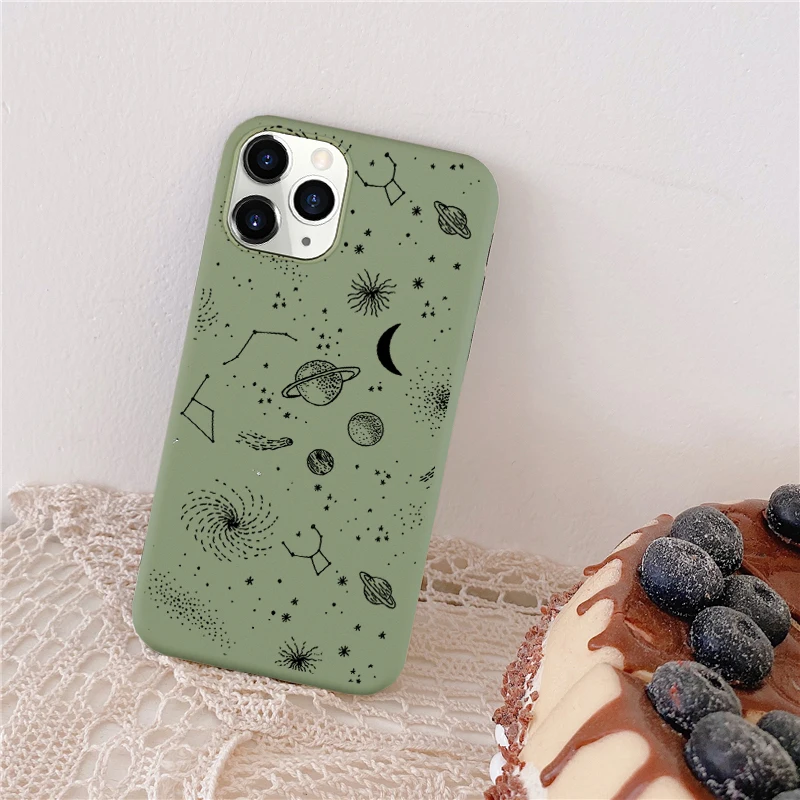 Adorable Celestial Space-Themed Shockproof Phone Case – Moon, Stars, and Planets Design
