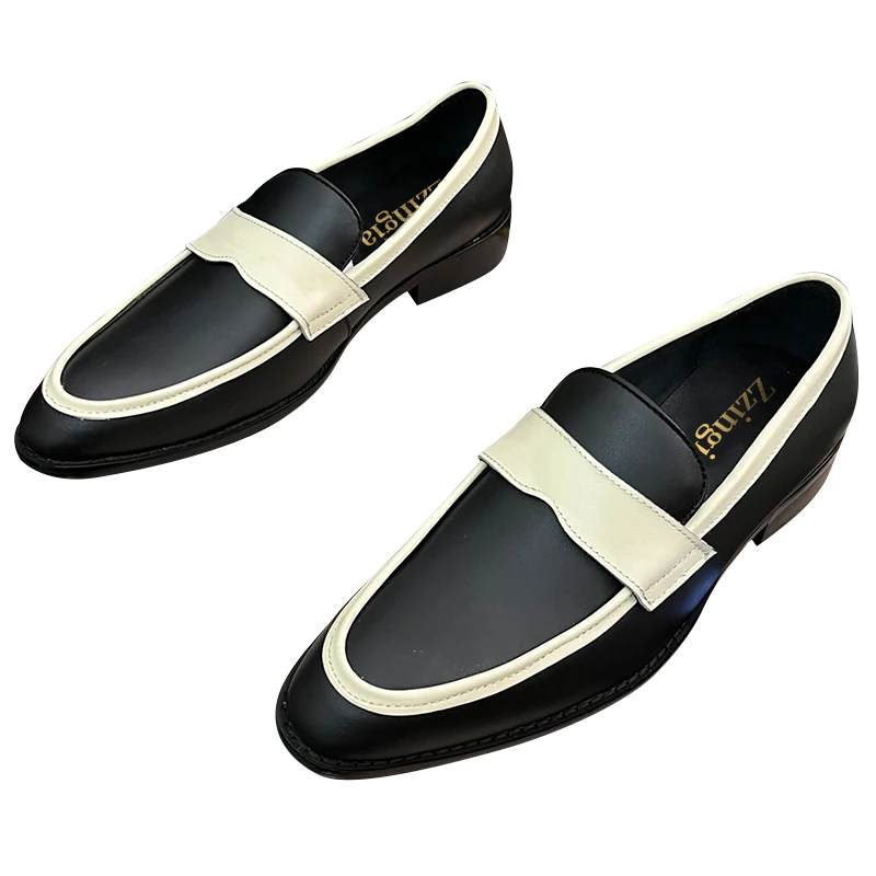 

zzingia round head business shoes Brock Korean version men's tide business formal leather shoes leather soft soles