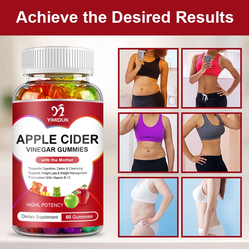 Apple Cider Vinegar Gummies Weight Loss Gummies Reduce Anxiety and Pressure Apple Cider Gummy Vitamin B12 Supplement