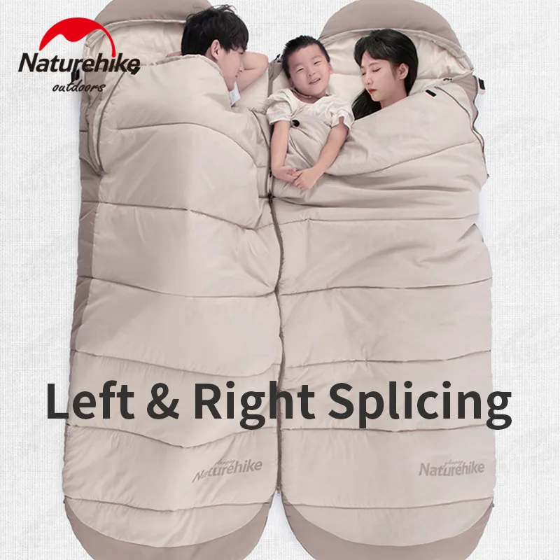Naturehike Outdoor Sleeping Bag Cotton Envelope Style Spliceable Double Quilt Camping Keep Warm Sleeping Bags Machine Washable