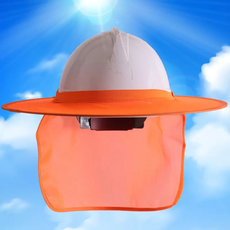Hard Hat Sun Shield, Full Brim Mesh Neck Sun Shade Protector High Visibility, (Hard Hat Not Included) Blue, Black, Orange каска