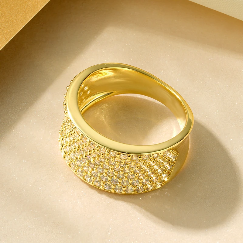 Rrjzz Funkelnde CZ Simulierte Diamant Männer Frauen Band Ringe Luxus Brillante Silber/Gold Farbe Liebe Ring für Hochzeit Edlen schmuck – Detail 6