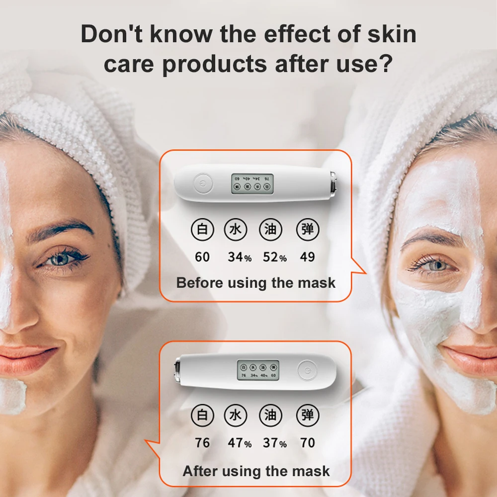 LCD Digital Face Skin Elasticity Whitening Degree Tester Skin Care Detector New Precision Skin Oil Content Moisture Analyzer