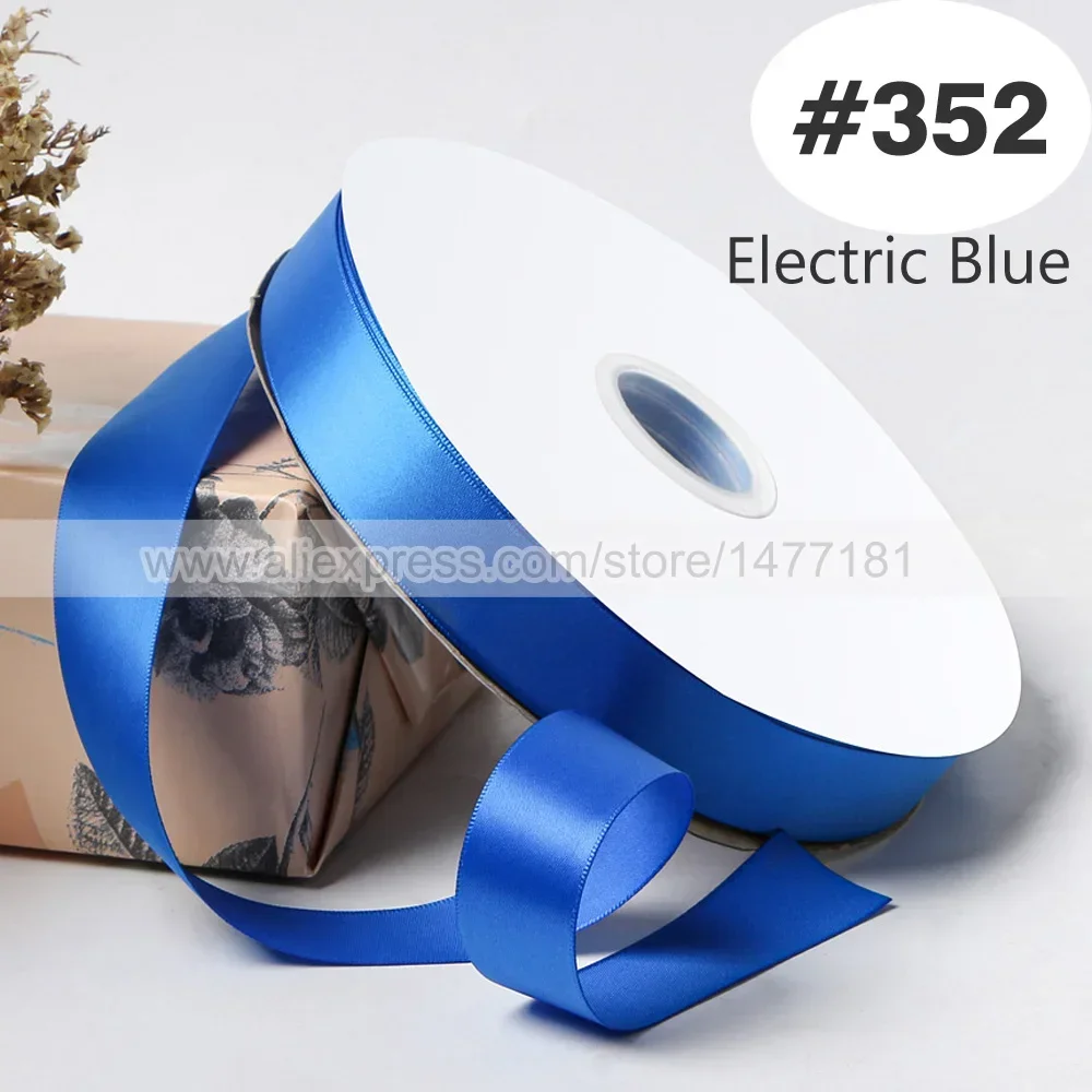 Blue Double Face Satin Ribbon – High-Density Polyester Fabric, Multiple Widths Available, 100 Yards