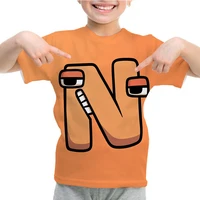 Alphabet Lore Print Kids Anime T Shirt Casual Tops Boys Cartoon T-shirts Children Summer Short Sleeve Tee Girls O-neck T-Shirt 2