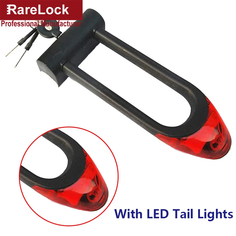 

Steel Antitheft U Padlock Bicycle Mountain Vehicle Motorcycle Locks Super B With LED Tail lights Rarelock A