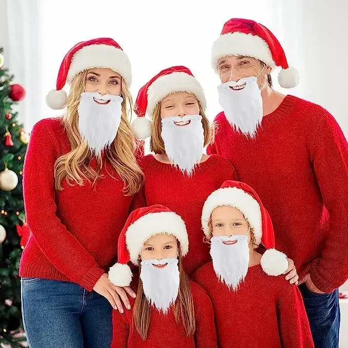Weihnachts mann Bart acht Charakter Bart erwachsene Kinder Bart weiß gefälschten Bart 2024 neue Weihnachts dekoration Requisite – Detail 4