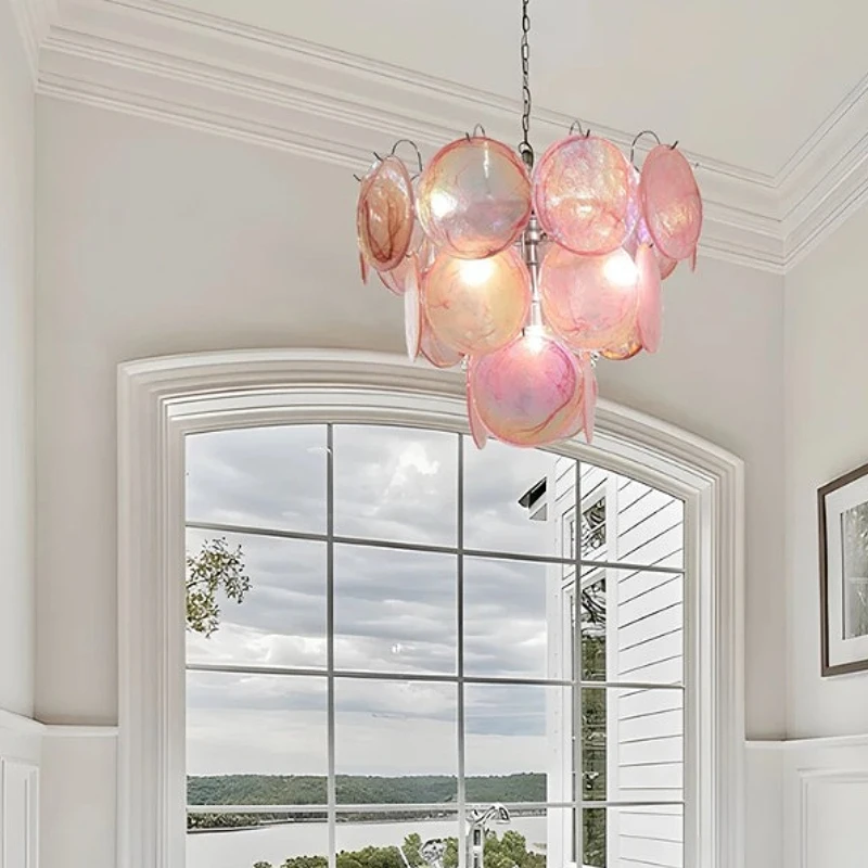 Red Cloud Glass Chandeliers LED Vintage Lighting Fixture Italy Designer Hanging Lamp for Ceiling Dining Room Decor Lustre Foyer