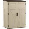 Cubic Feet Vertical Storage Shed with Durable Plastic Construction, Multiple Wall Panels and Ample Space for Outdoor Storage 1