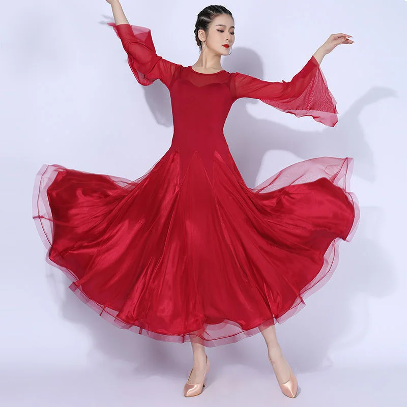 

Waltz Dress Stage Wear Ballroom Dance Competition Clothes Female National Modern Dance Flamenco Tango Show Performance Costumes