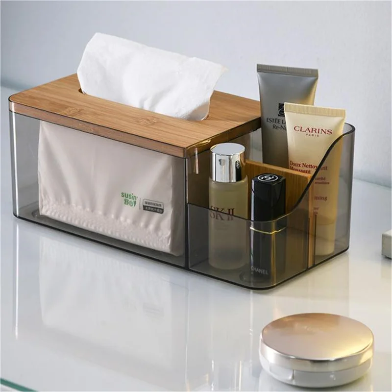 Tissue box multi-functional remote control storage box home living room dining room desktop decoration wooden cover