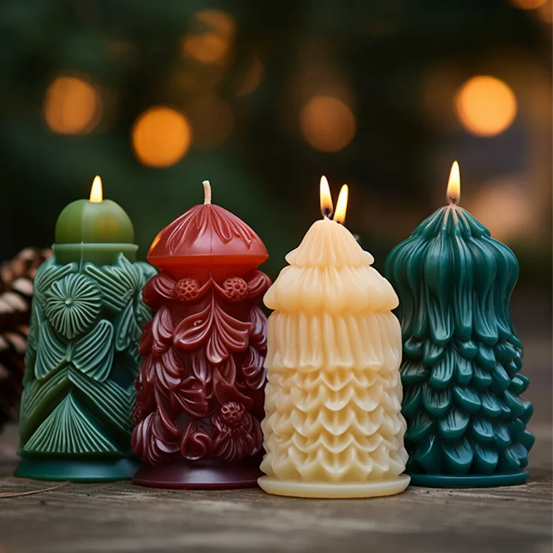 Christmas Pattern Cylindrical Candle Silicone Mold Totem Cylindrical Candle Mold DIY Handmade Aromatherapy Resin Gypsum Mould