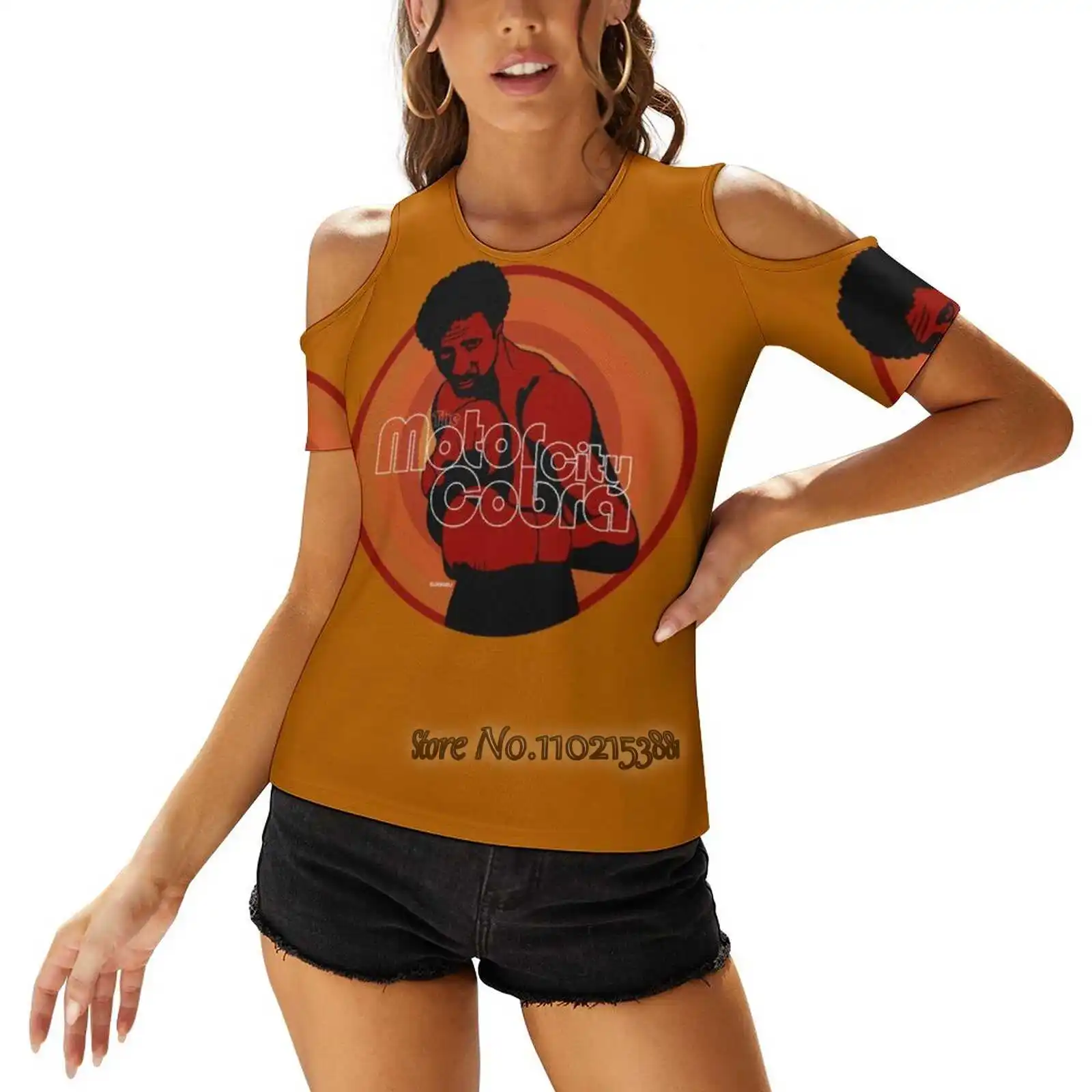 The Motor City Fashion Print Magliette T-Shirt Con Allacciatura Monospalla Donna Ladies Girls Top & Tees Retro Vintage Boxing Hitman