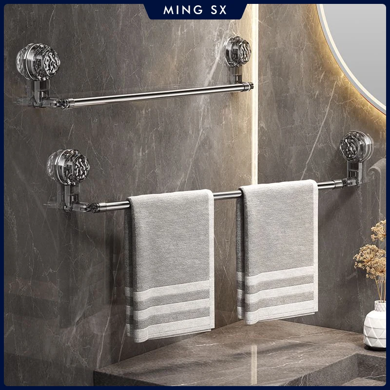 50-100CM Suction Cup Wall Towel Rack No Drilling Single Rod Retractable Towel Rack self-adhesive Storage Kitchen Bathroom towel rack