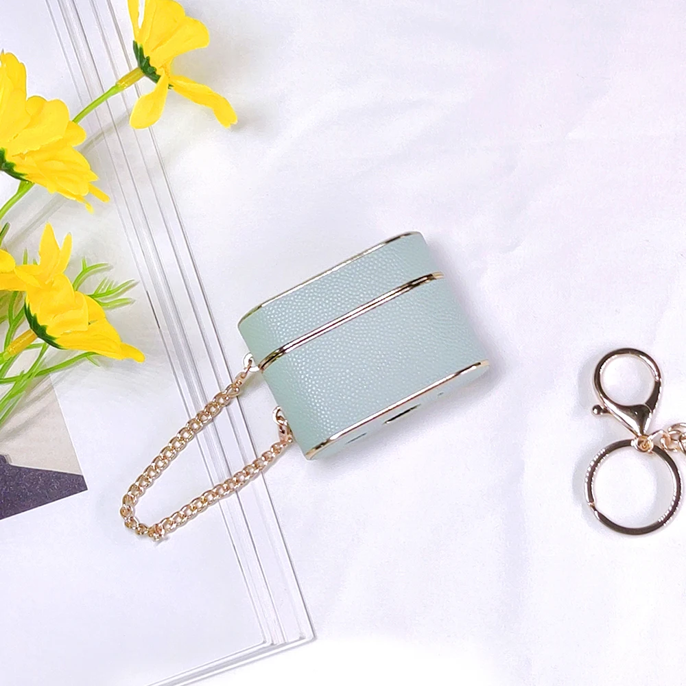 Deluxe Metal Keychain Leather Earphone Shockproof Case with Bluetooth Charging