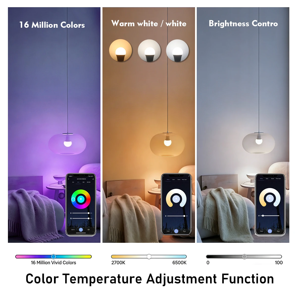 디밍이 가능한 E27 LED 전구 10W TUYA WiFi 스마트 RGBCW 다채로운 85-265V 조명 앱 조정 지원 Alexa Google 홈 앨리스 음성 제어