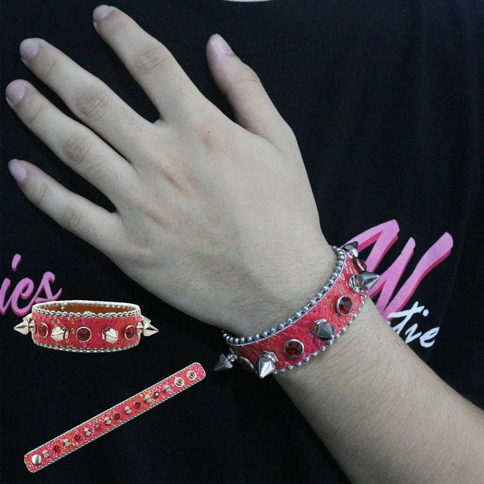 Bracciale in pelle da donna, bracciale avvolgente in pelle, bracciale con borchie, bracciale unisex, bracciale in pelle da uomo, bracciale Boho Chic regolabile, 3569 LC1-7 - Italia