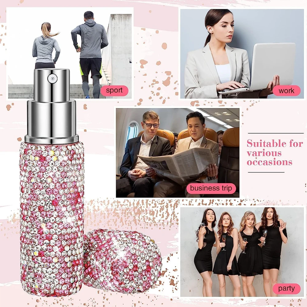 Bling Rhinestone 10ml Refillable Perfume Spray Bottle Easy Refillable Empty Perfume Dispenser Aftershave Atomizer Spray Bottle