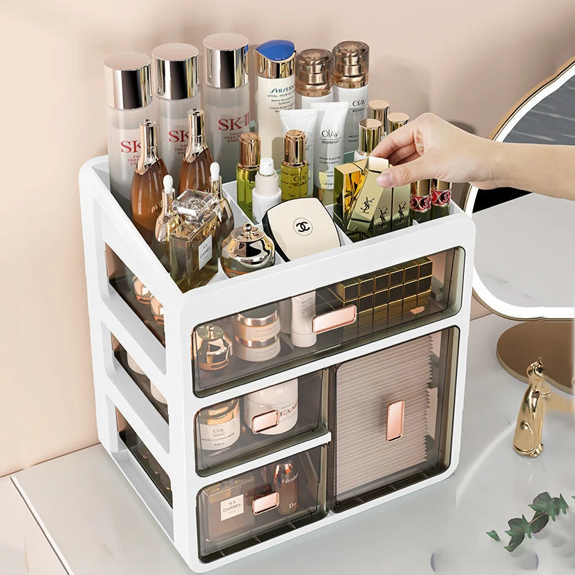 39CM Height Makeup Organizer Large Cosmetic Box Vanity Organizer Jewelry Container Make Up Case Brush Holder Lipstick Skincare 3
