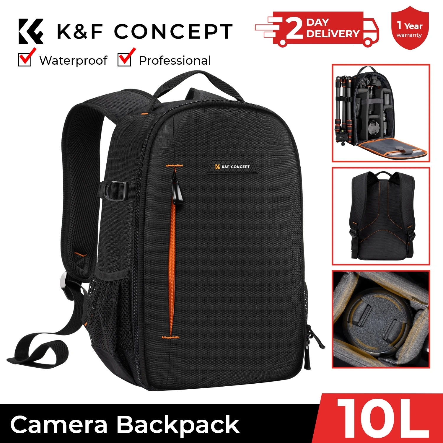 K&F Concept 10L Camera Backpack Bag Waterproof Travel