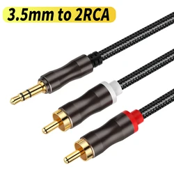 Premium RCA to 3.5mm Aux Audio Splitter Cable - Male Stereo Adapter for Home Theater & Speaker Systems (Available in 3m & 5m) (3.5mm to 2RCA)