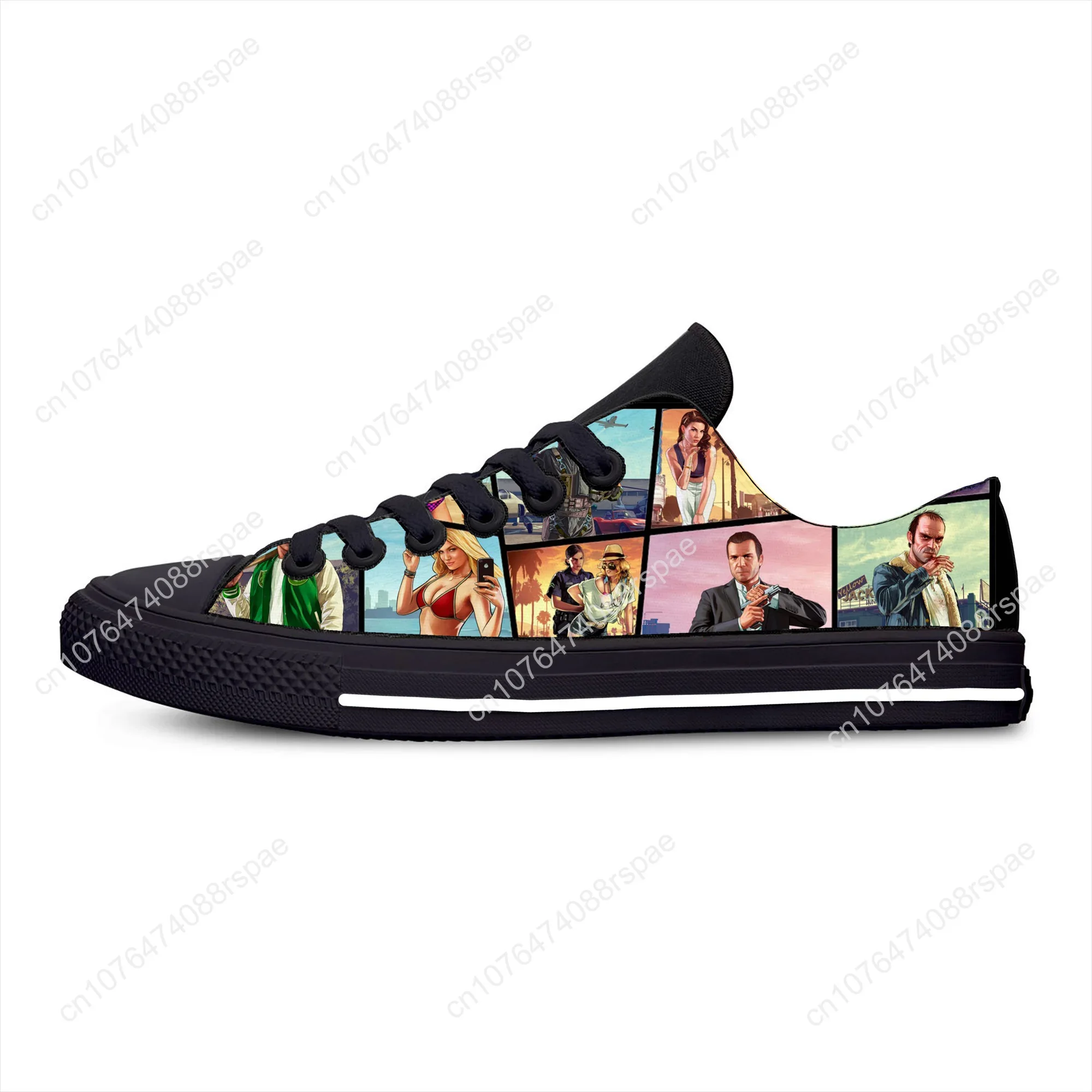Hot Anime Game Cartoon GTA 5 V Grand Theft Auto Lightweight Low Top Casual Shoes Men Women Sneakers Breathable Cool Board Shoes