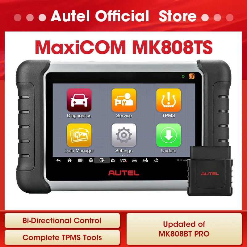 Автомобильный диагностический сканер Autel MaxiCOM MK808TS, OBD2, Bluetooth, PK MP808BT MK808BT