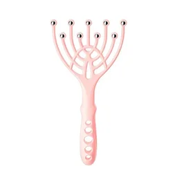 Relaxation Handheld Scalp and Neck Massager with Steel Ball Rollers (Pink)