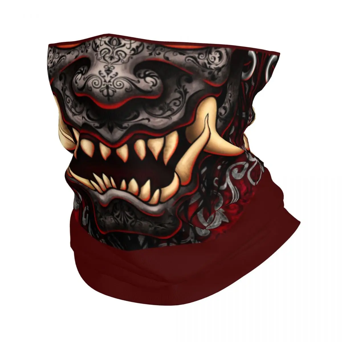 Custom Gothic Oni Hannya Bandana Neck ghetta protezione UV Face Scarf Cover Japanese Samurai Demon Headband Tube passamontagna