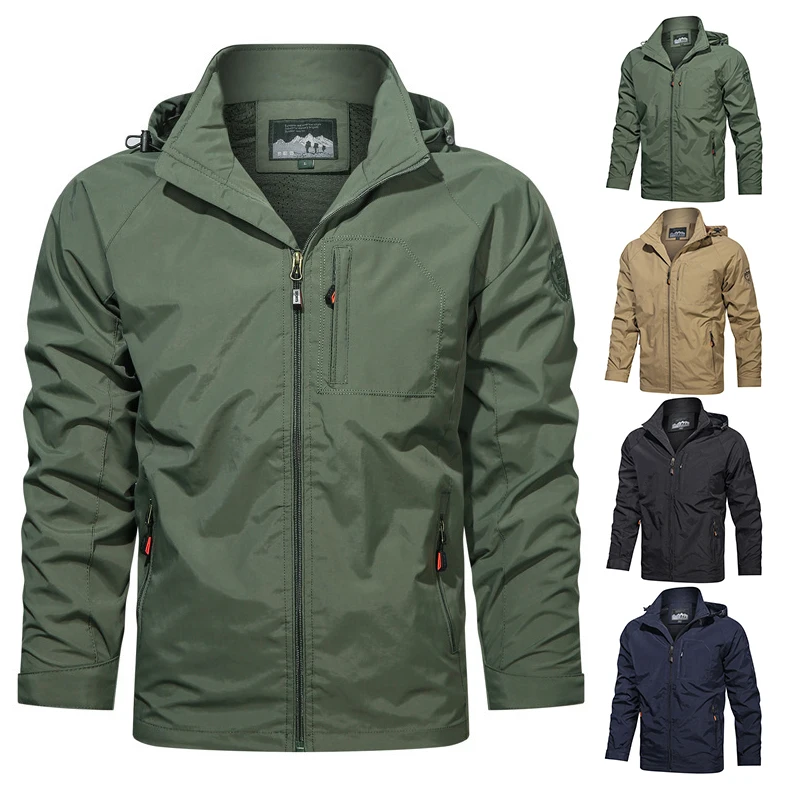 Spring Men Outdoor Waterproof Jacket Plus Size Windbreaker Rain Coat  Breathable Fishing Camping Tactical Jackets Male Clothing