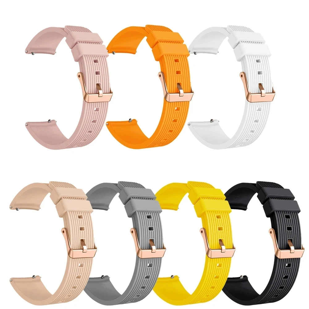 Rose Gold Silicone Watch Strap with Premium Buckle, 20mm
