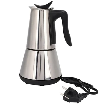 전기 이탈리아 모카 커피 포트, EU 플러그, 300ml, 두꺼운 304 스테인레스 스틸 에스프레소 커피 메이커, 쿠바 클래식 커피 포트, 220V