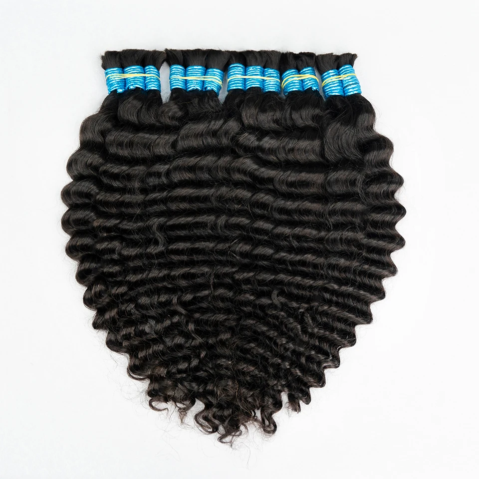 Mink Hair Bulk Loose Deep Water Weaving Virgin Kilo Natural Raw Indian Temple Wavy Human Hair Bundles Extensions