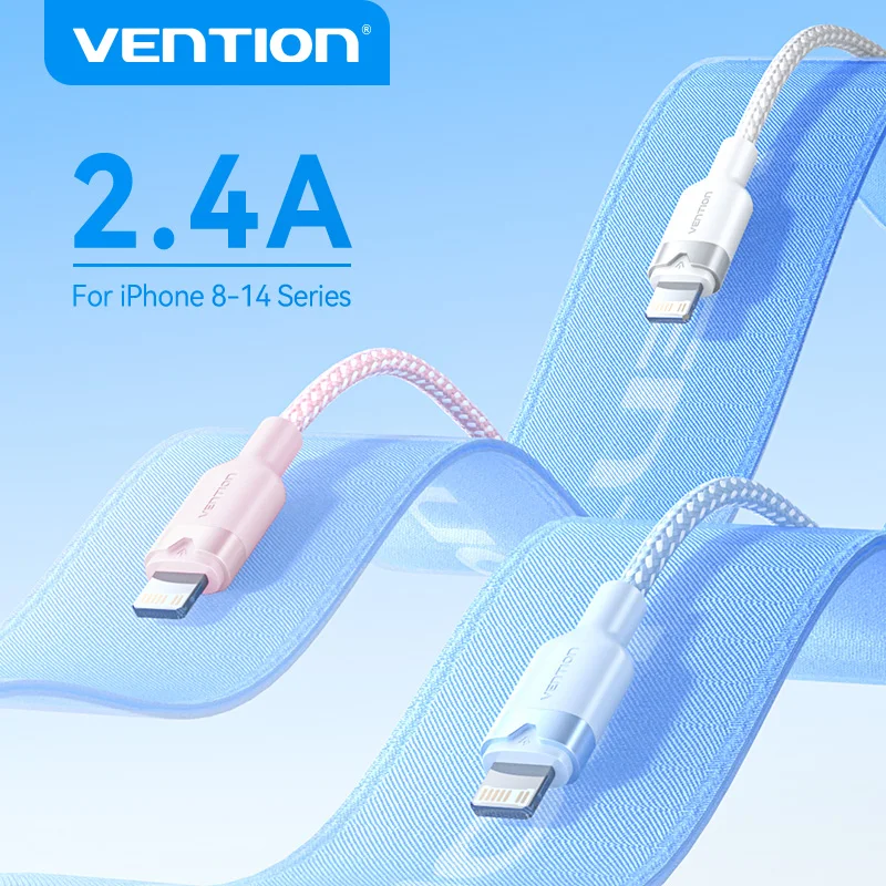Vention USB to Lightning Cable for iPhone 14 13 12 11 X 8 Pro Max 2.4A Fast Charging for iPhone for iPad Phone Data Cable