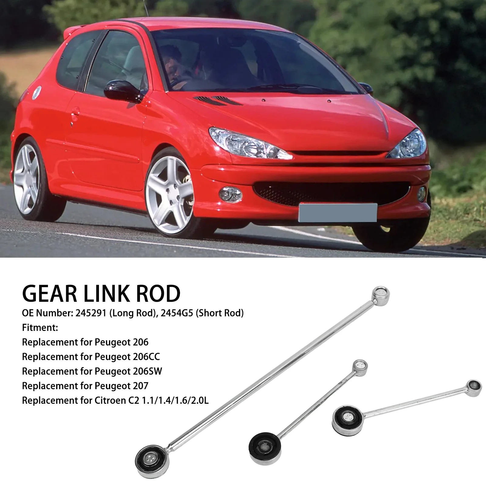 Gear Linkage Rod Selector Lever Linkage Replacement for 206 206CC 206SW 207 gear linkage push rods