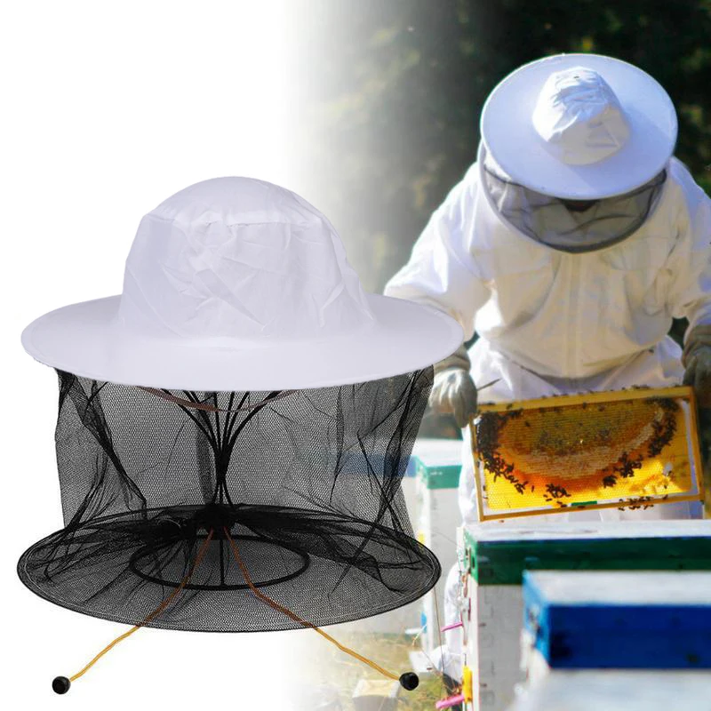 Beekeeping Tools 1pc BeeKeeping Protective Bee Hat Anti Bee White Hat-Veil Combo Hat Bug Mesh Mask Beekeeping Protection Beekeeper