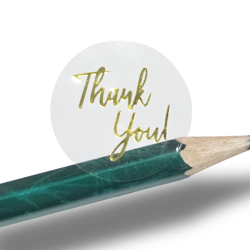 50-500pcs Labels 1inch Clear Gold Foil Thank You Stickers For Wedding Pretty Gift Cards Envelope Sealing Label Stickers thank you stickers decorative labels stickers self adhesive stickers adhesive stickers paper stickers