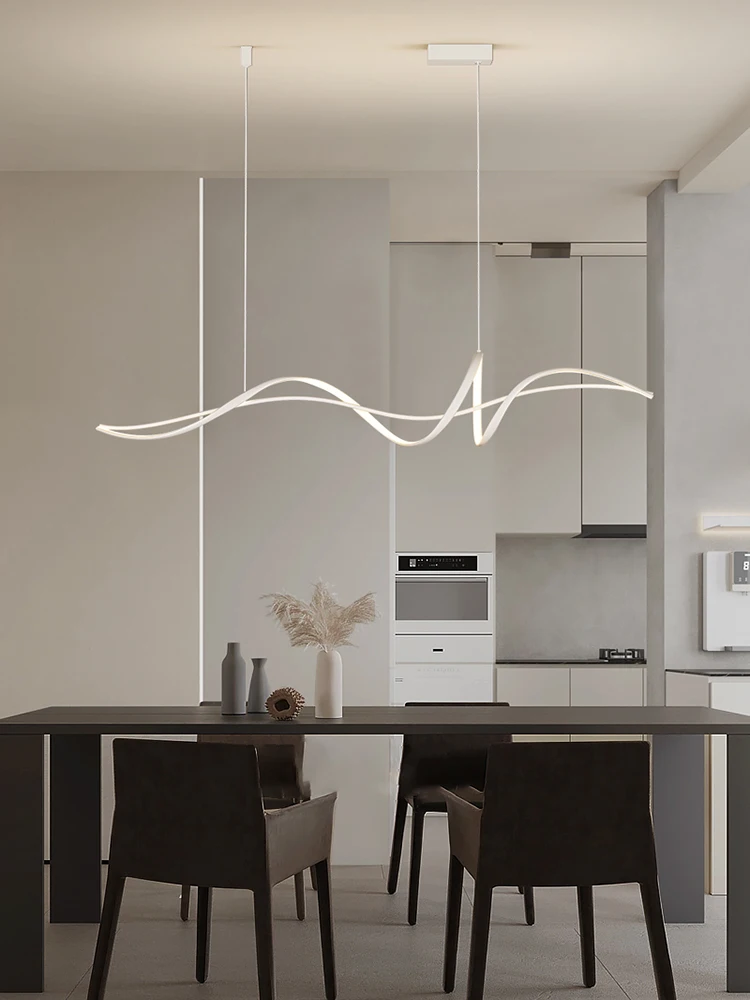 

Creative Linear LED Chandelier Is Used For Dining Room Bedroom Corridor Kitchen White Black Dimmable Remote Control Decoration