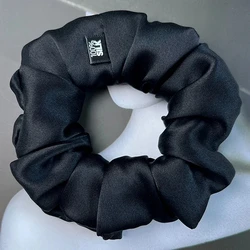 Luxurious 100% Mulberry Silk Hair Scrunchies - Elegant Elastic Hair Ties (3.5cm-B Black)
