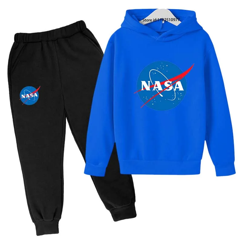 Kids NASA Fashion Casual Spring Autumn 2pcs Hoodie + jogging pants Tracksuits 3-12 Years Boys Girls Trend Outfits Children Clothes