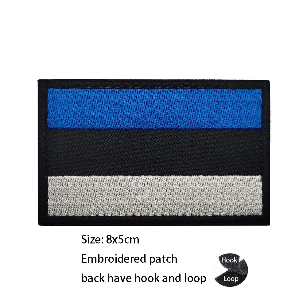 Zubehör für Outdoor-Taschen mit Flagge. Leuchtendes, estnisches, lasergeschnittenes IR-reflektierendes Armband. Bestickte Klettaufnäher für Kleidung_voghion.com