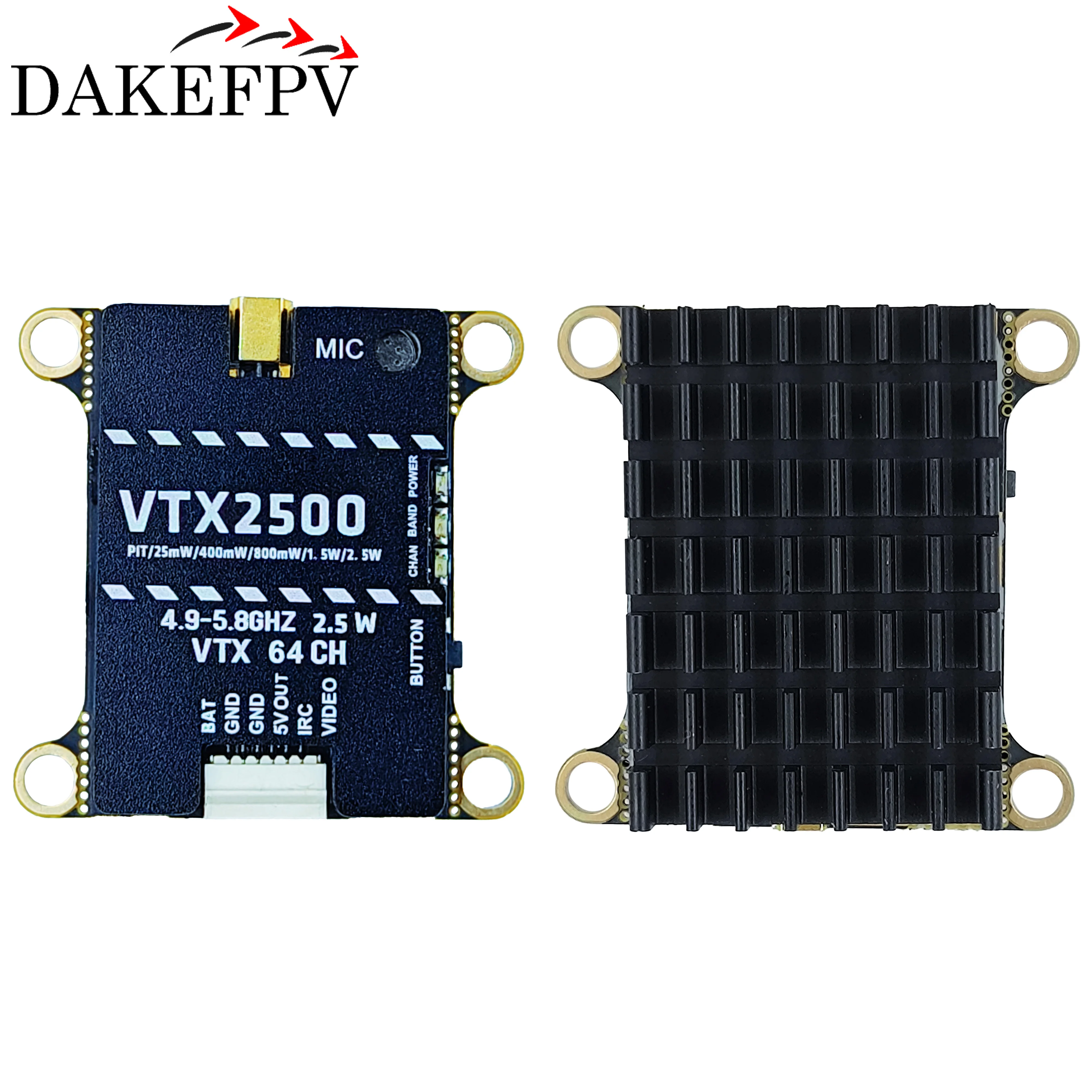 Vue de dessus du Drone FPV Micro Puissant 2.5W VTX avec hélices et antenne VTX