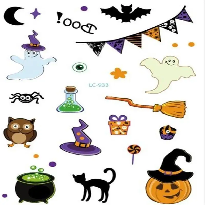 New Creative Waterproof Halloween Tattoo Stickers Masquerade Death Spirit Face Stickers Funny Tattoo Temporary Tattoo Stickers